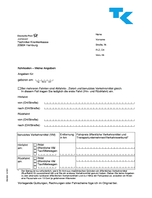 Deutsche Krankenkassen Fahrkostenantrag