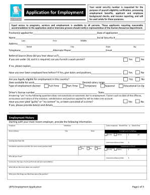 LBTS Employment Application Form