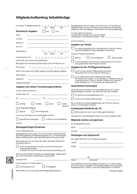 Mitgliedschaftsantrag Selbstständige