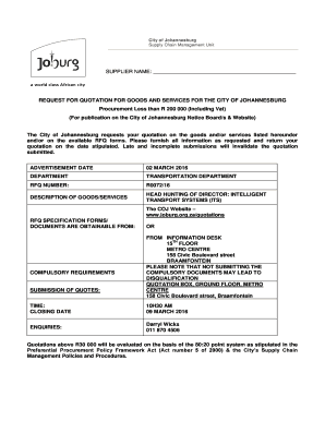 Request for Quotation for Goods and Services