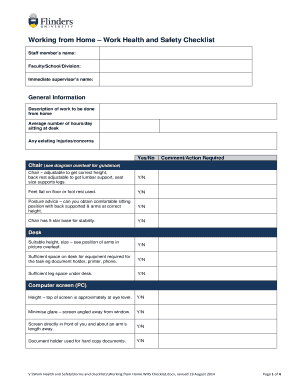 Working from Home Health and Safety Checklist