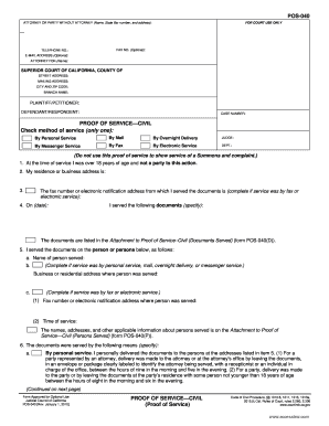 Proof of Service Civil Form POS-040