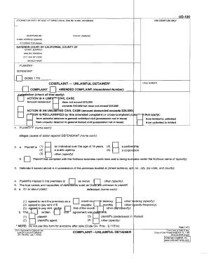 California Unlawful Detainer Complaint Form