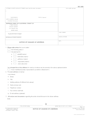 California Notice of Change of Address
