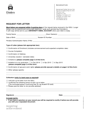 Request for Letter Form