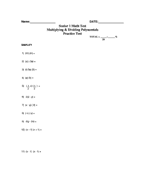 Senior 1 Math Test