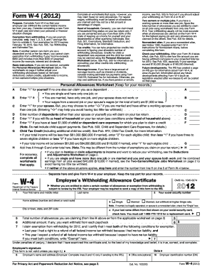 Form W-4 (2012) Employee's Withholding Allowance Certificate