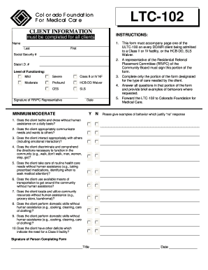 Colorado Foundation for Medical Care LTC-102