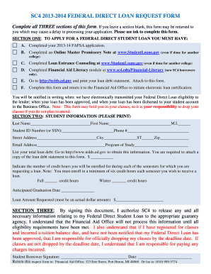 Federal Direct Loan Request Form