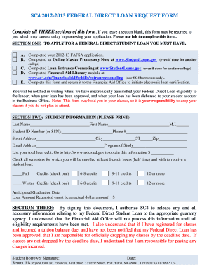 Federal Direct Loan Request Form