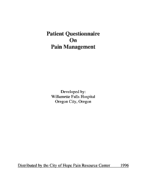 Patient Pain Management Questionnaire