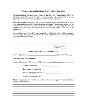 Non-Profit Financial Check-Up Form