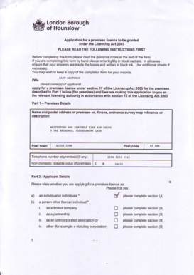 UK Premises License Application