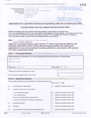 Premises License Application