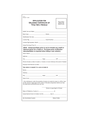 Oklahoma Vehicle Title Application