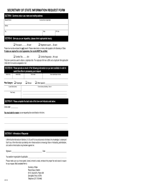 Illinois Secretary of State Information Request Form