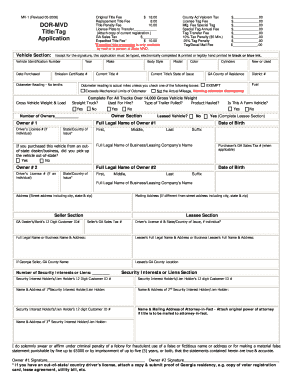 Georgia MV-1 Vehicle Title Application