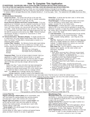 Wisconsin Title and License Plate Application