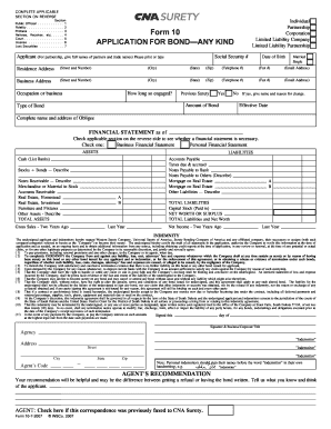 Application for Bond