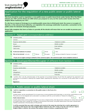 Section 1 - Applicant correspondence address - anglianwater co