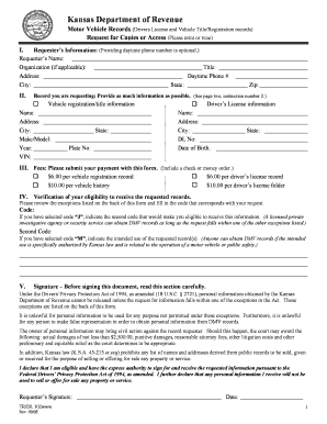 Kansas Motor Vehicle Records Request Form