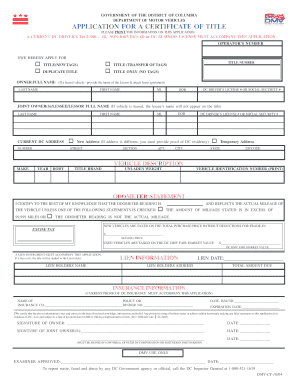 DC Vehicle Title Application