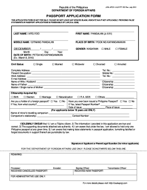 Philippines Passport Application Form