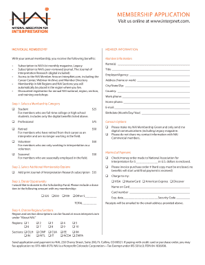 NAI Individual Membership Application