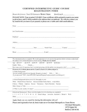 Certified Interpretive Guide Course Registration Form