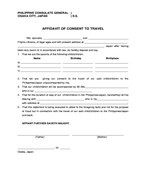 Affidavit of Consent to Travel