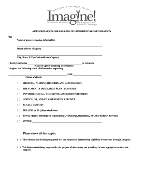 Authorization for Release of Confidential Information