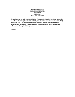 Kaiser Permanente Advocacy Request Form