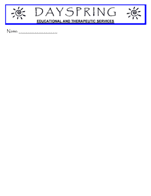Educational and Therapeutic Services Form