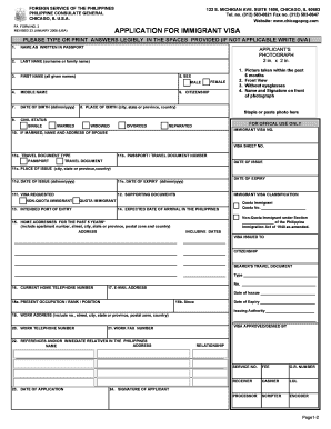 Philippine Immigrant Visa Application Form