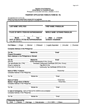 Philippines Passport Application Form