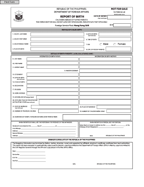 Philippines Birth Report Form