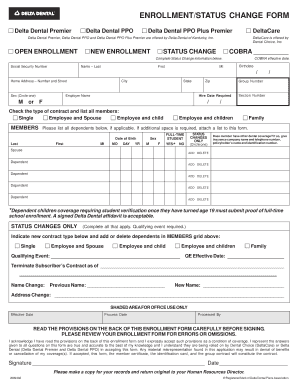 Delta Dental Enrollment/Status Change Form