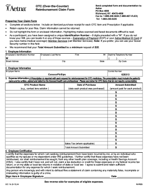 Aetna OTC Medical Expense Reimbursement Form