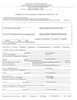 Philippines Passport Application Form