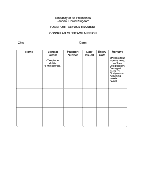 Philippines Passport Service Request