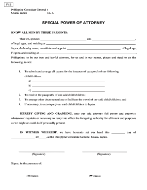 Special Power of Attorney for Passport Issuance