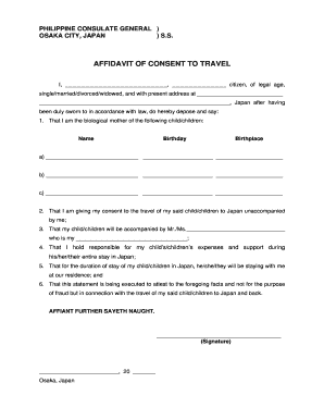 Affidavit of Consent to Travel
