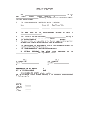 Affidavit of Support for Travel