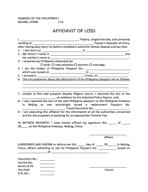 AFFIDAVIT OF LOSS - Department of Foreign Affairs - beijingpe dfa gov