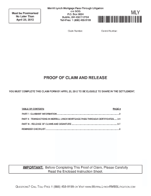 Merrill Lynch Mortgage Pass-Through Litigation Proof of Claim