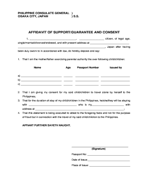 Affidavit of Support and Consent for Child Travel