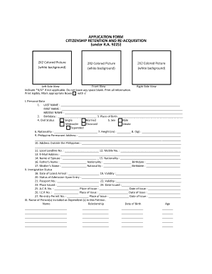 Philippines Citizenship Retention and Re-Acquisition Form