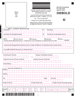 Proof of Claim and Release Form