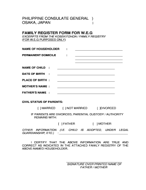Philippine Consulate Family Register Form