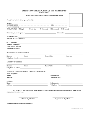 Philippines Registration Form for Overseas Filipinos